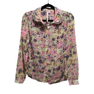 Bellatrix Medium Floral Sheer Blouse Whimsigoth Pastel Grunge Cottage Fairy